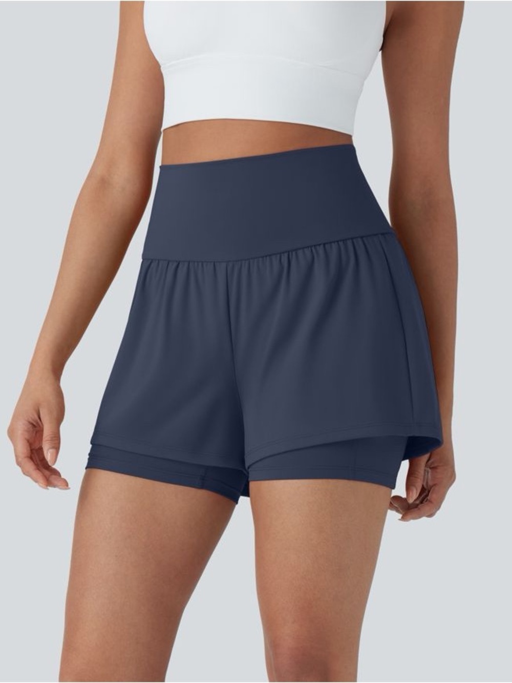 HALARA Navy High-Waist Short with Built-In Liner